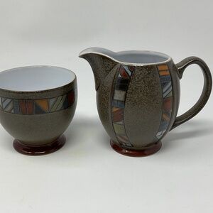 Denby Marrakesh (retired) Stoneware Sugar Bowl & Creamer Jug